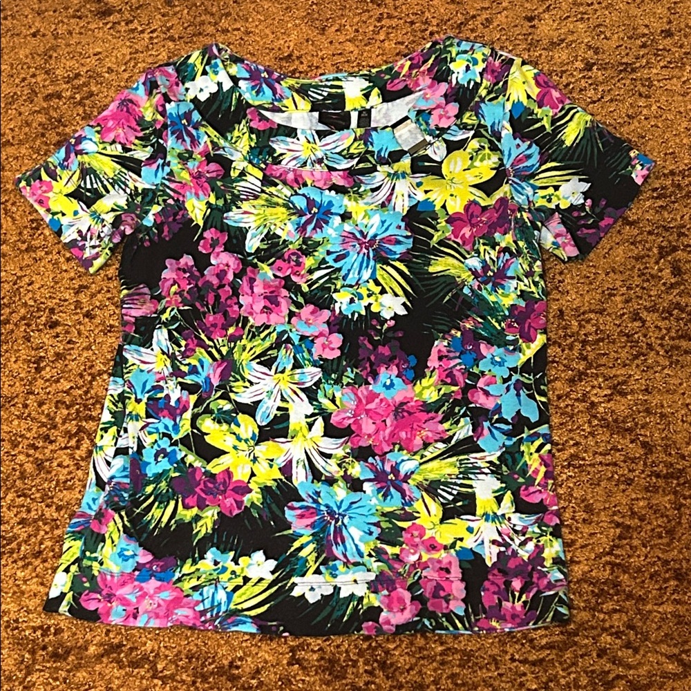 Rafaella Multicolor Floral Short Sleeve Tee